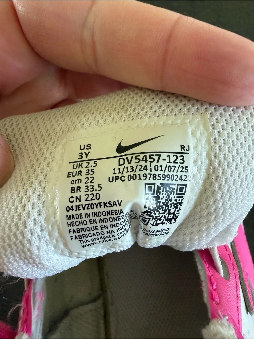 Nike Court Borough Low Recraft 3Y White Pink Kids Sneakers DV5457-123